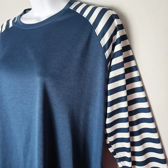 Field & Stream Womens XL Navy Striped Raglan Long Sleeve Performance Gorpcore - Picture 2 of 9